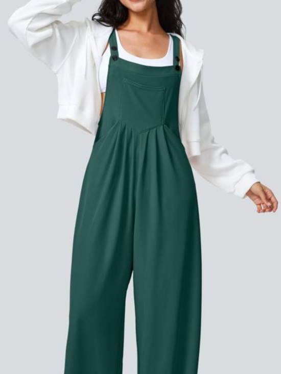 HALARA Pants - HALARA Forest Green Wide-Leg Jumpsuit Overalls